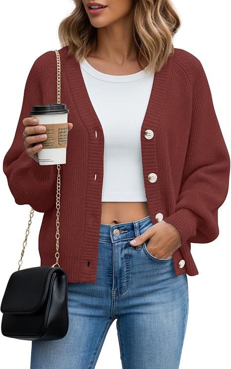 Women's Loose Button Down Chunky Knit Cardigan Sweater