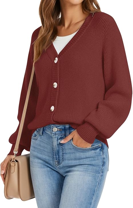 Women's Loose Button Down Chunky Knit Cardigan Sweater